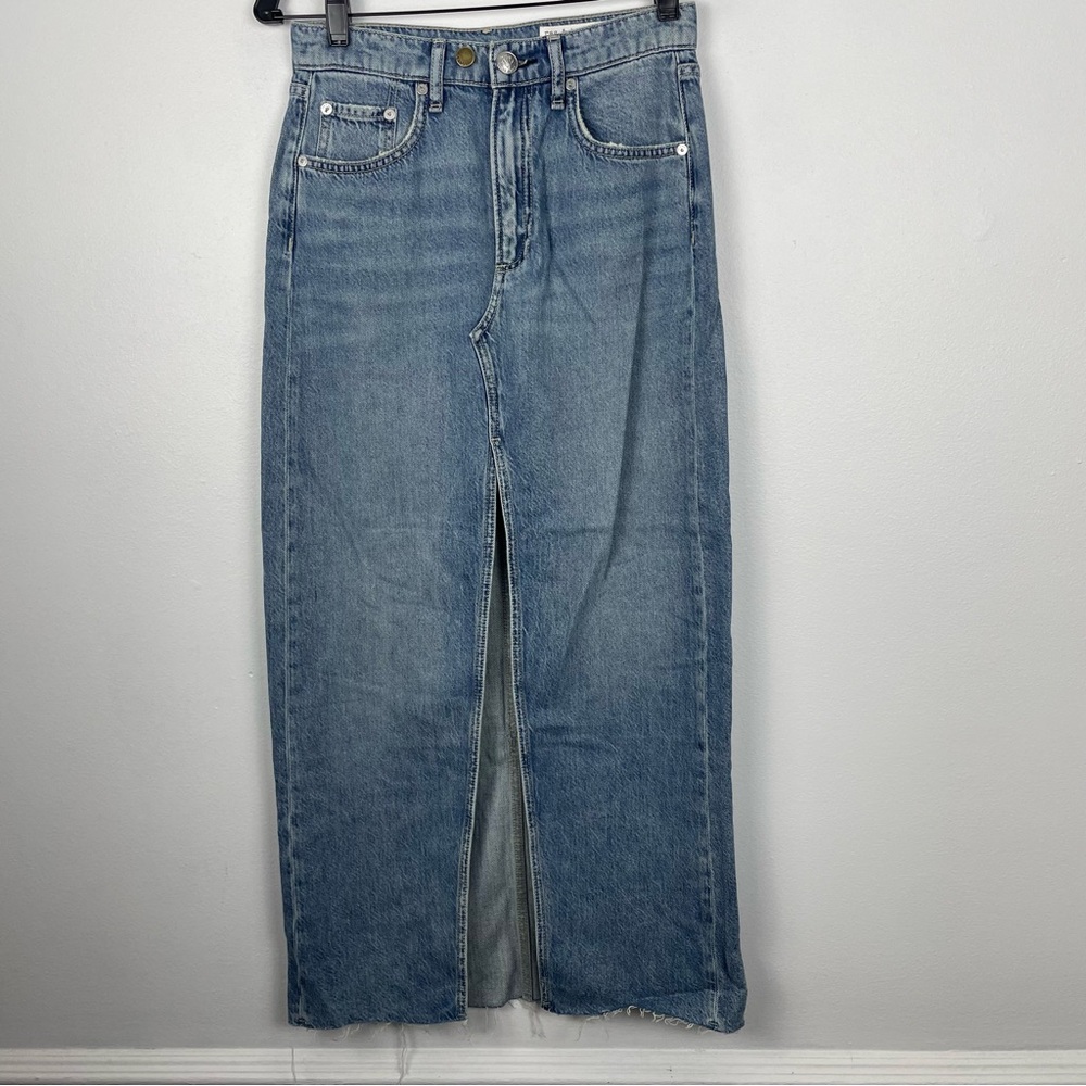 Rag & Bone Light Blue Split Midi Long Denim Skirt 23